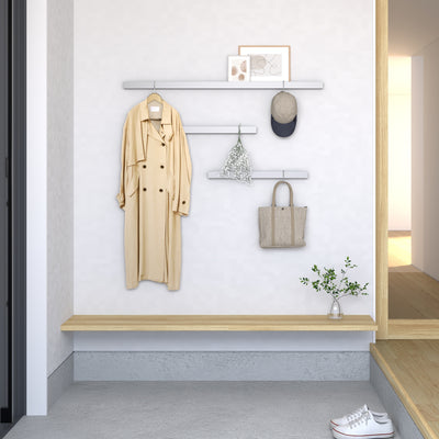 サイズ違いを組み合わせた3段使い（ホワイトシルバー／上からW1200・W450・W600）