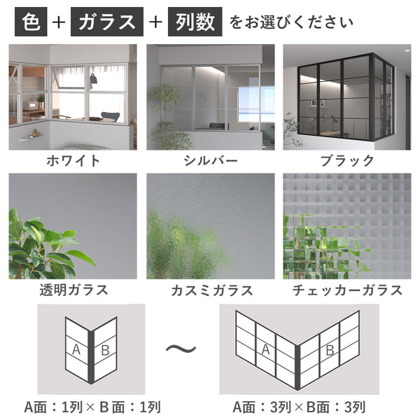 室内窓 コーナータイプ クロス巻込み 両側壁納まり 上部開き 560×387
