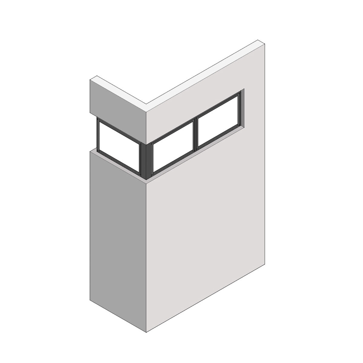 室内窓 コーナータイプ クロス巻込み 片側オープン納まり 上部開き 560×387（※受注生産品）