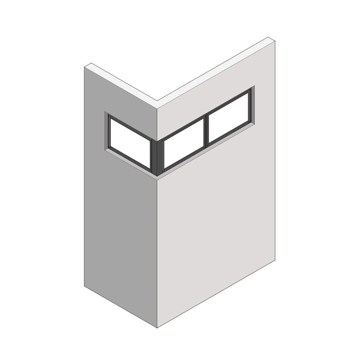 室内窓 コーナータイプ クロス巻込み 両側壁納まり 上部開き 560×387（※受注生産品）