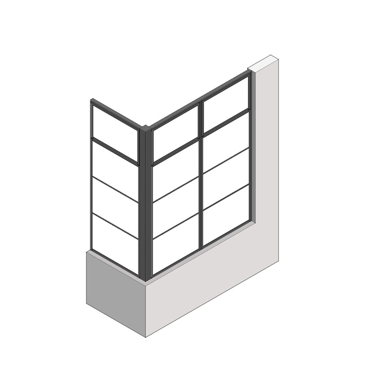 室内窓 コーナータイプ クロス巻込み 片側オープン納まり 上部開き 560×1452（※受注生産品）