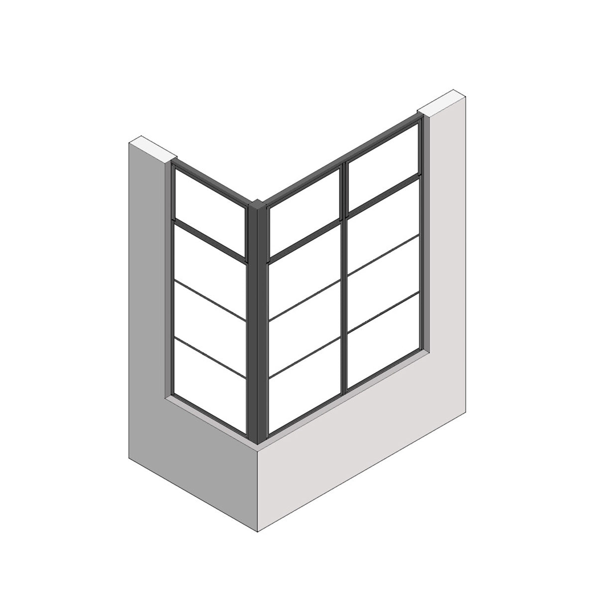 室内窓 コーナータイプ クロス巻込み 両側壁納まり 上部開き 560×1452（※受注生産品）