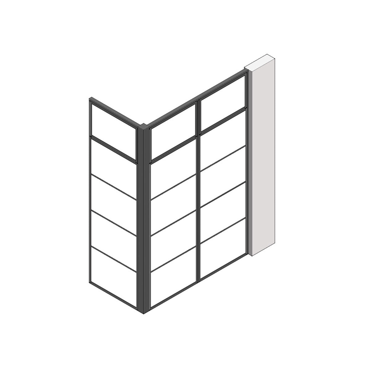 室内窓 コーナータイプ クロス巻込み 片側オープン納まり 上部開き 560×2394（※受注生産品）