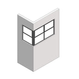 室内窓 コーナー/クロス巻込み/両側壁納まり/上部開き/W560×H742