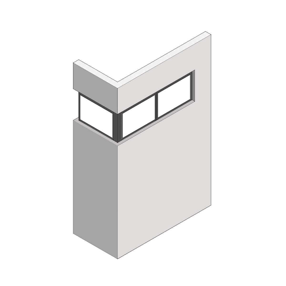 室内窓 コーナータイプ クロス巻込み 片側オープン納まり FIX 560×387（※受注生産品）