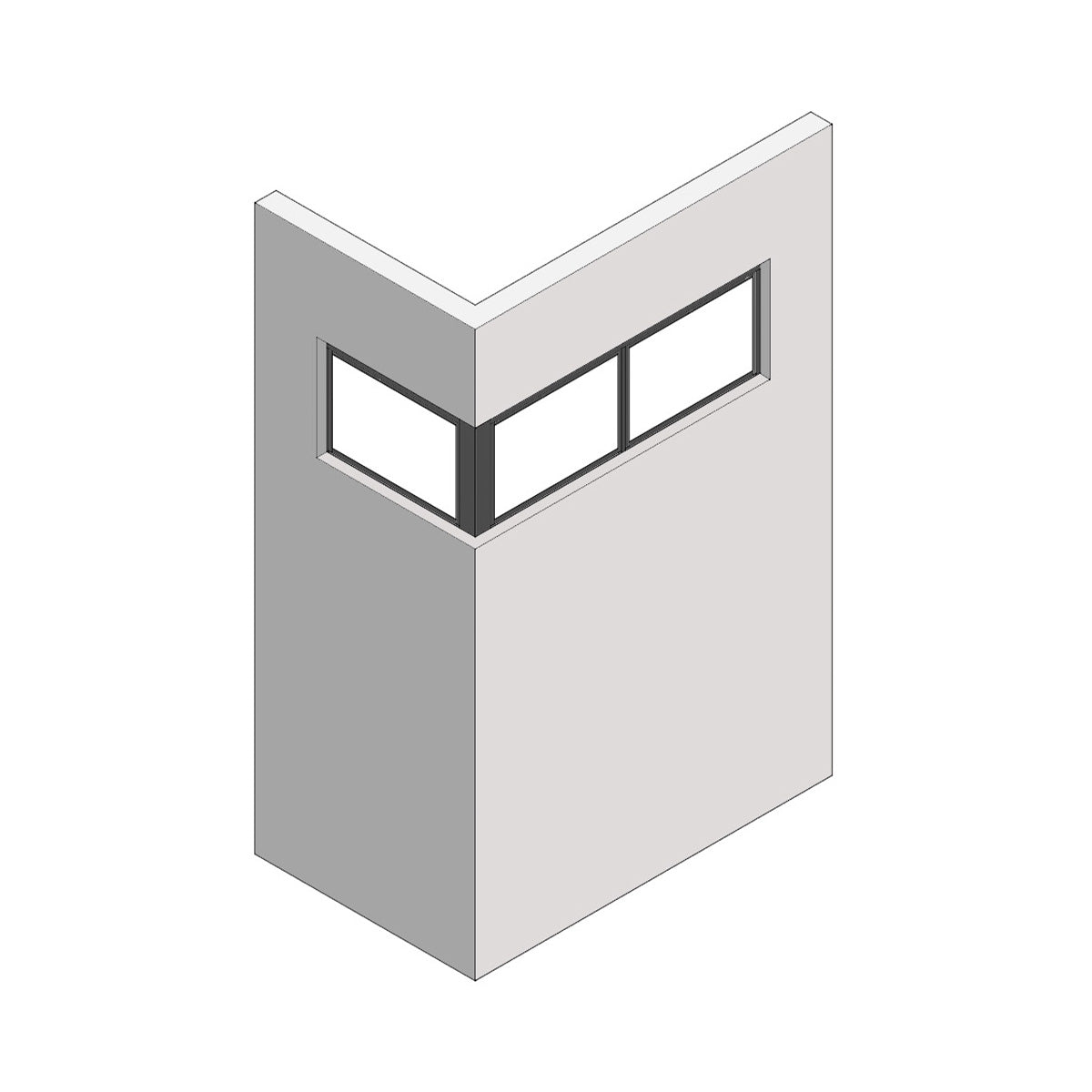 室内窓 コーナータイプ クロス巻込み 両側壁納まり FIX 560×387（※受注生産品）