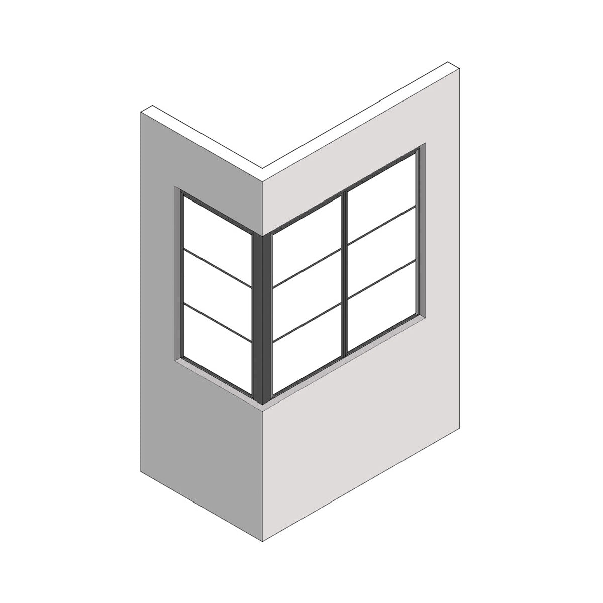 室内窓 コーナータイプ クロス巻込み 両側壁納まり FIX 560×1097（※受注生産品）