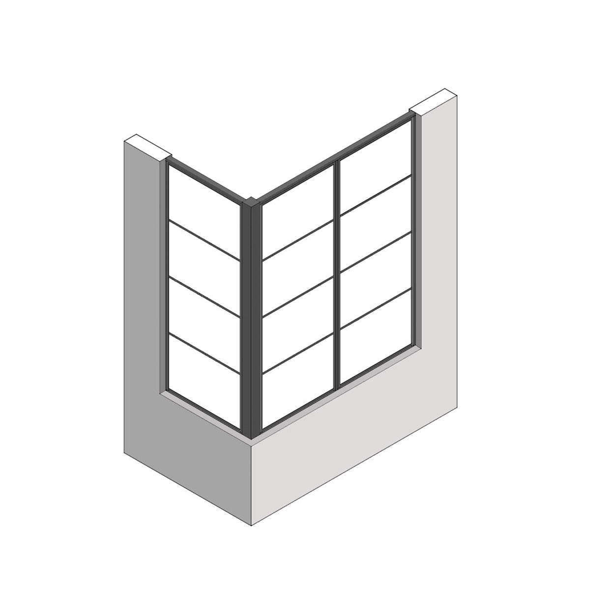 室内窓 コーナータイプ クロス巻込み 両側壁納まり FIX 560×1452（※受注生産品）