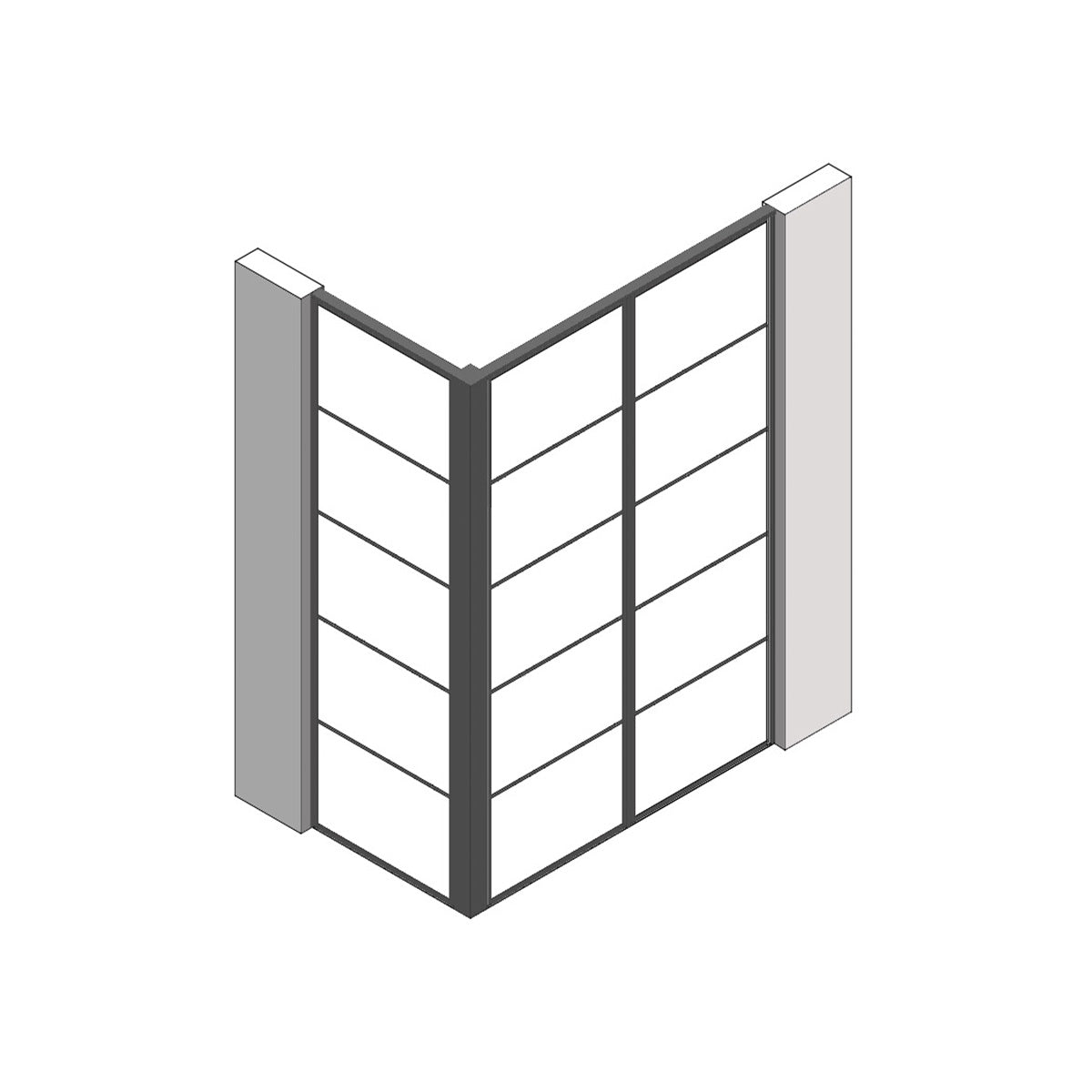 室内窓 コーナータイプ クロス巻込み 両側壁納まり FIX 560×2394（※受注生産品）