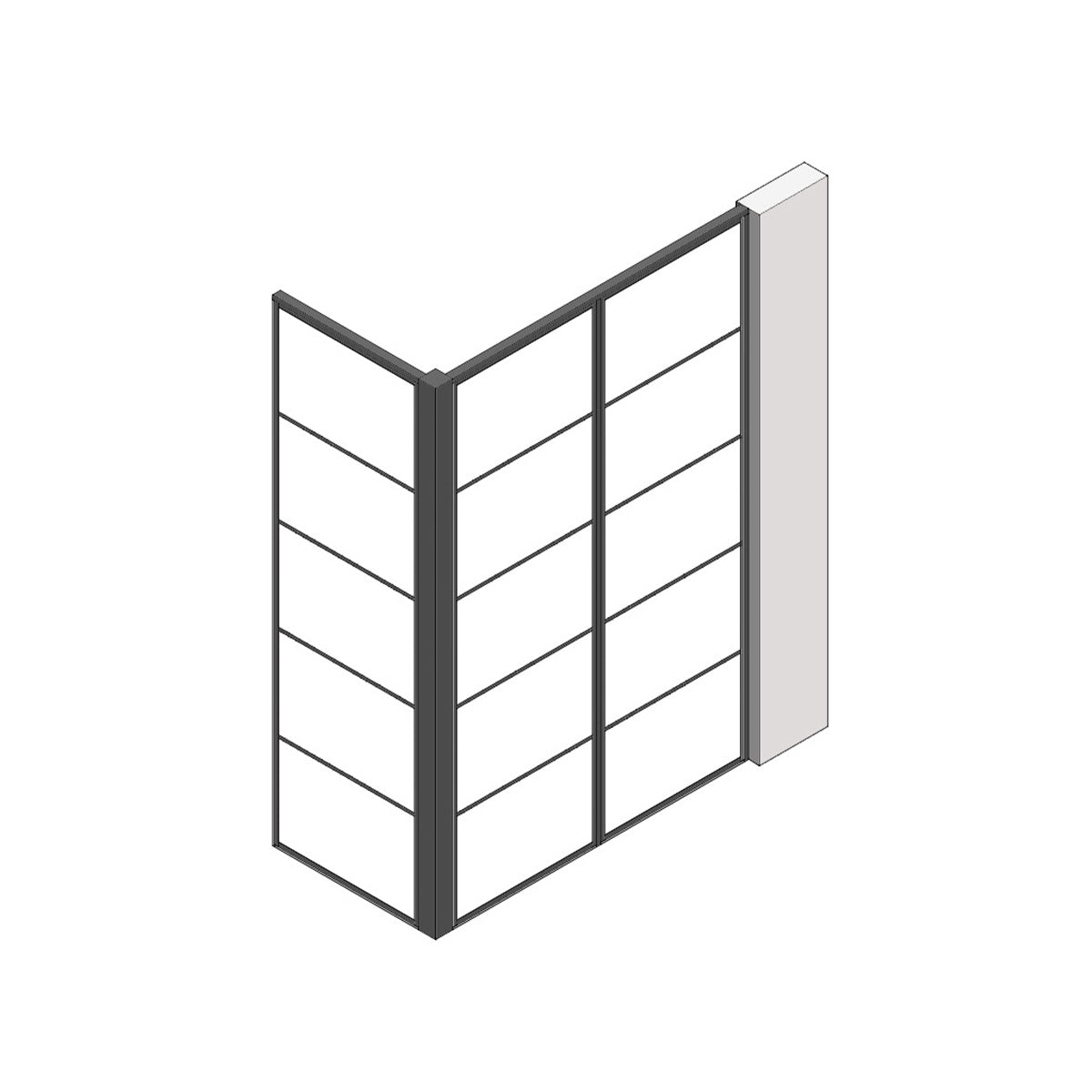 室内窓 コーナータイプ クロス巻込み 片側オープン納まり FIX 560×2394（※受注生産品）